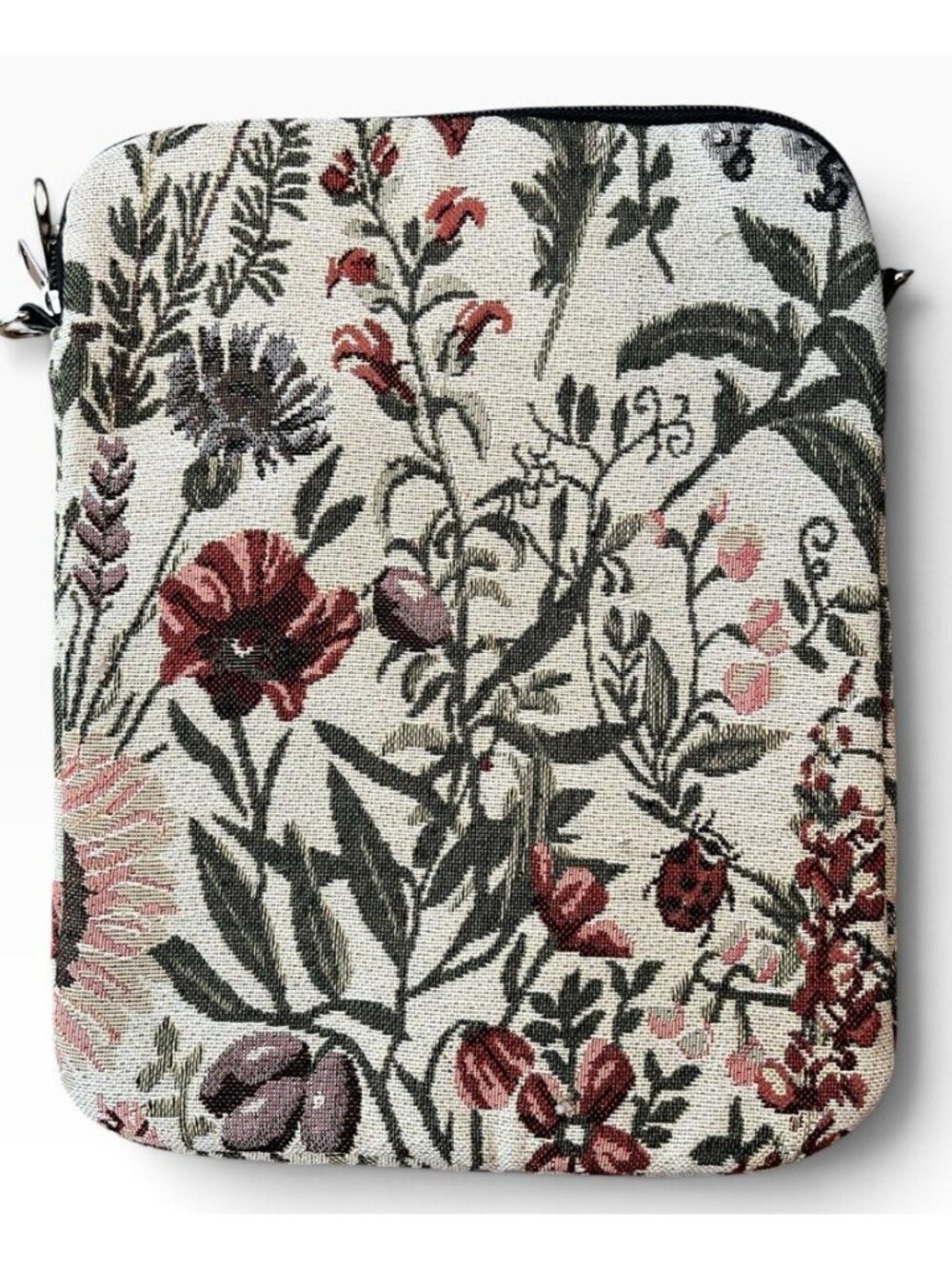 Floral Dragonfly Ladybug Tapestry E Reader Crossbody Bag Tablet Carry Case New - Picture 2 of 5